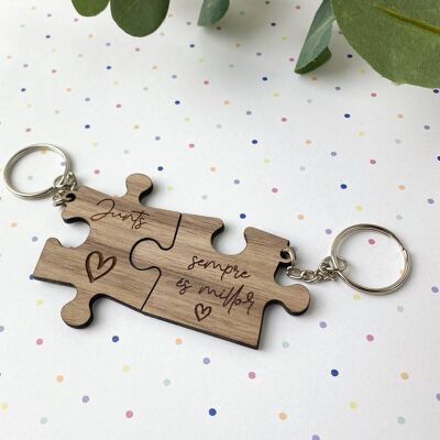 Double puzzle-shaped keychain - model 01
