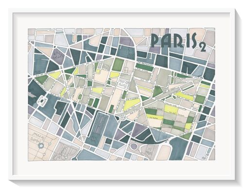 Affiche Illustration Plan du 2ème arrondissement de PARIS