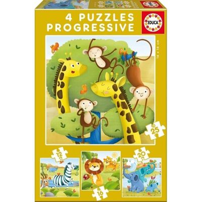 Puzzle progresivo 12-16-20-25 Animales