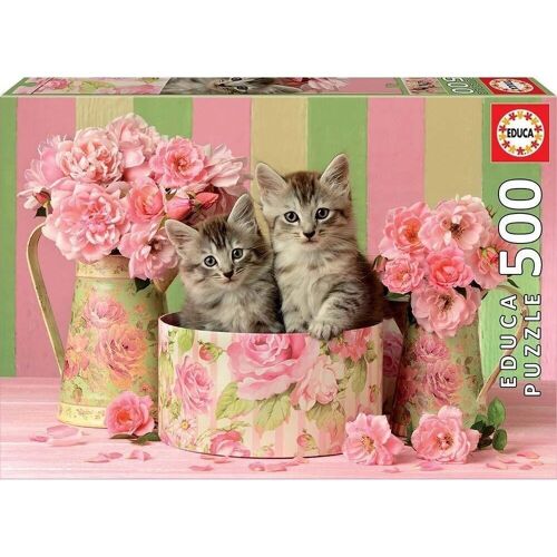 Puzzle Educa 500 piezas Gatito con rosas