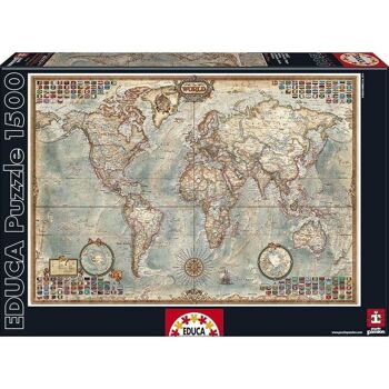Puzzle Educa 1500 pièces Carte du monde