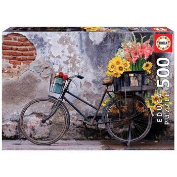 Puzzle Educa 500 pièces Vélo avec fleurs 1