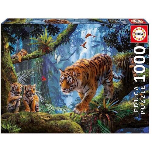 Puzzle Educa 1000 piezas Tigres en árbol