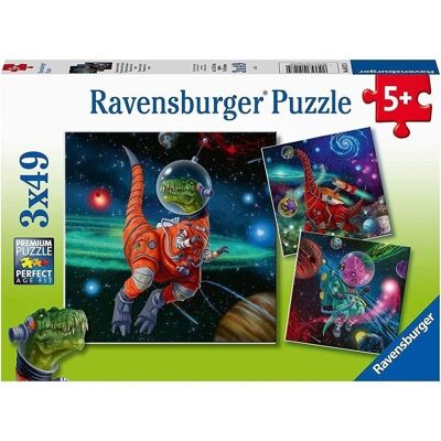 Puzzle Triple 3x49 piezas Dinos en el espacio