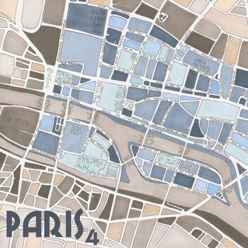 Affiche Illustration Plan du 4ème arrondissement de PARIS 2