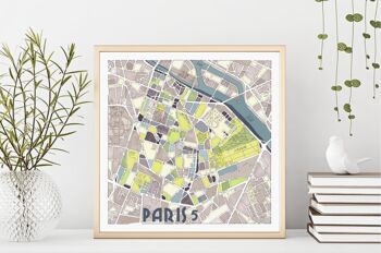Affiche Illustration Plan du 5ème arrondissement de PARIS 3