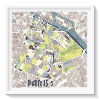 Affiche Illustration Plan du 5ème arrondissement de PARIS 1