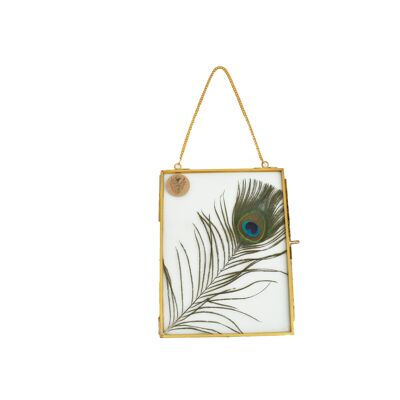 Photoframe gold large with peacock feather