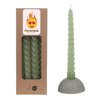 Twisted candle green, set 4 pieces