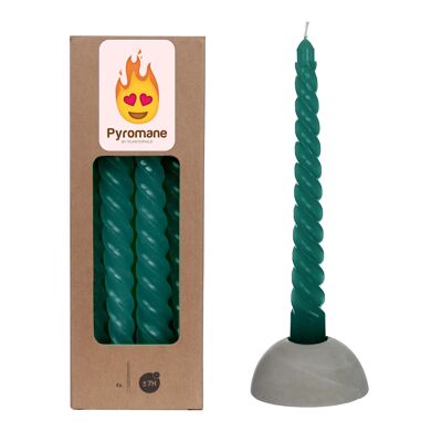 Twisted candle petrol, set 4 pieces