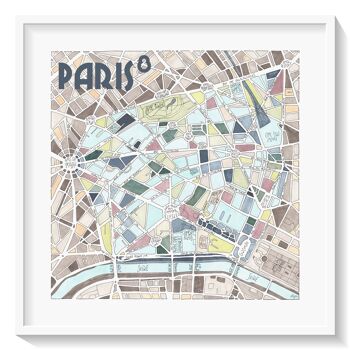 Affiche Illustration du Plan du 8ème arrondissement de PARIS 1