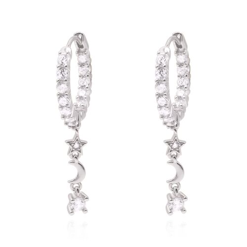 Ceyla Moon & Star Drop Hoop Earrings | 925 Sterling Silver