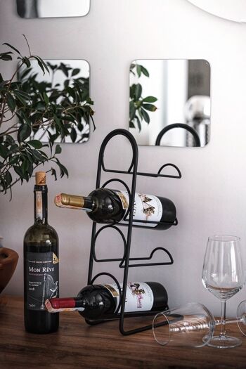 Casier à vin pour 4 bouteilles de vin de Naturn Living | Fil métallique | Métal | Casier à vin design | Porte-bouteilles de vin | Casier à bouteilles pour 4 bouteilles de vin 4