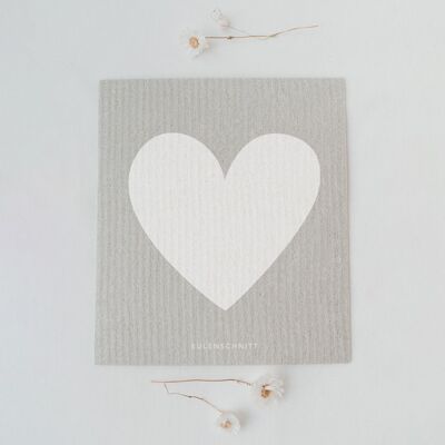 Sponge cloths heart gray in a set of 3 (PU = 10 pieces)