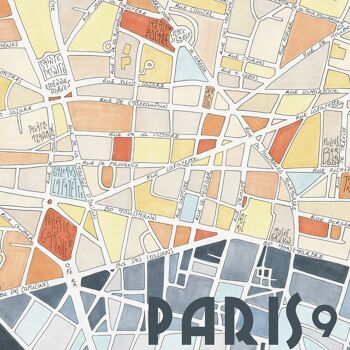 Affiche Illustration du Plan du 9ème arrondissement de PARIS 2