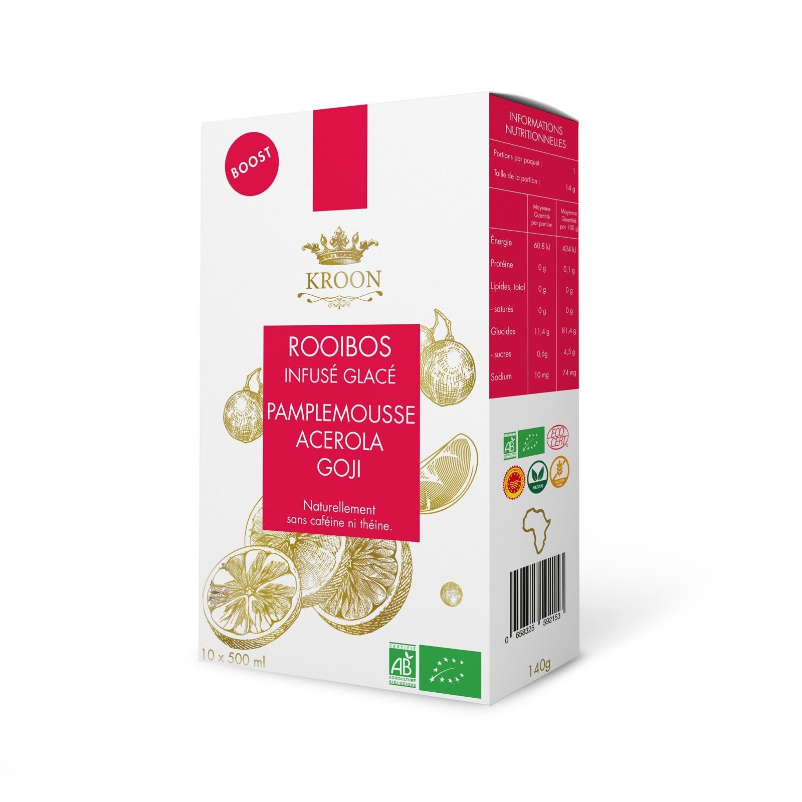 PRESTIGE ROOIBOC RANGE INSTANT ICE TEA 10 Sachets of instant iced rooibos Grapefruit, Acerola, Goji