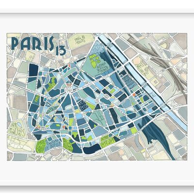 Plakatillustration der Karte des 13. Arrondissements von PARIS