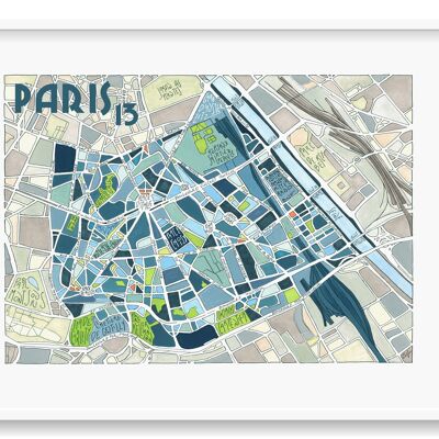 Poster Illustrazione della mappa del 13° arrondissement di PARIGI