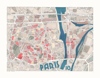 Affiche Illustration Plan du 18ème arrondissement de PARIS 4
