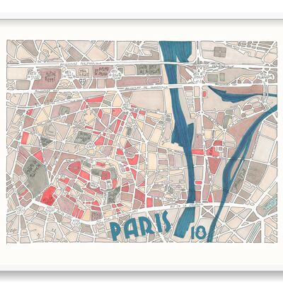 Poster Illustrazione Mappa del 18° arrondissement di PARIGI