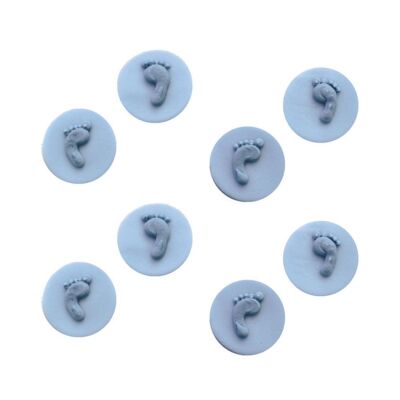 Mini Baby Footprints Sugarcraft Toppers Blu