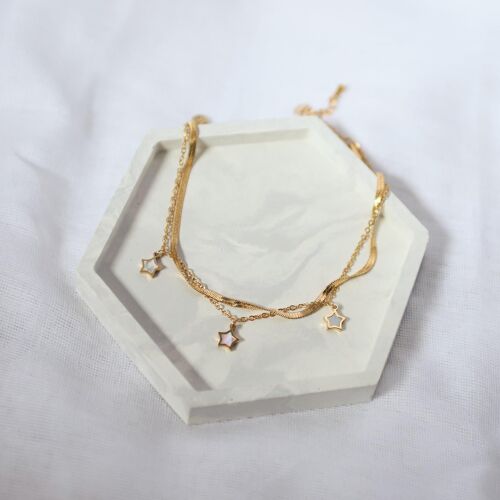 Naledi Mother Of Pearl Star Anklet | 18K Gold Plated