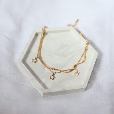 Naledi Mother Of Pearl Star Anklet | 18K Gold Plated