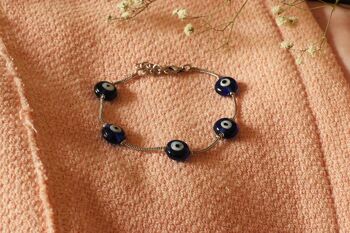 Bracelet de cheville en pierres précieuses bleues 3