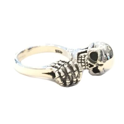 Premium Silver Head and Hands Skull Ring