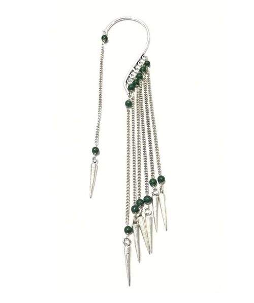 Boho Earcuff with Beads & Spikes - Silver