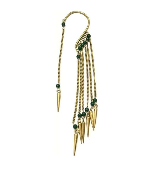 Boho Earcuff with Beads & Spikes - Gold