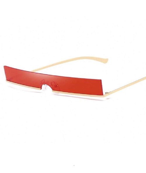 Visor Style Rectangular Sunglasses - Red