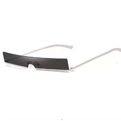 Visor Style Rectangular Sunglasses - Black