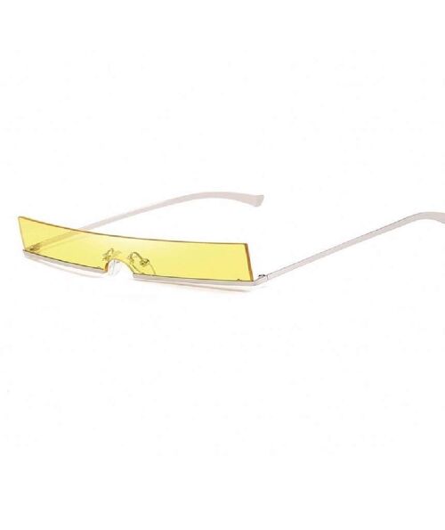 Visor Style Rectangular Sunglasses - Yellow