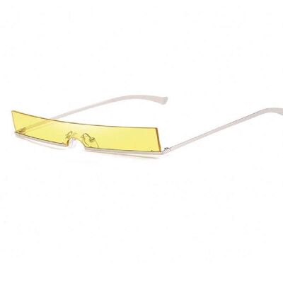 Visor Style Rectangular Sunglasses - Yellow