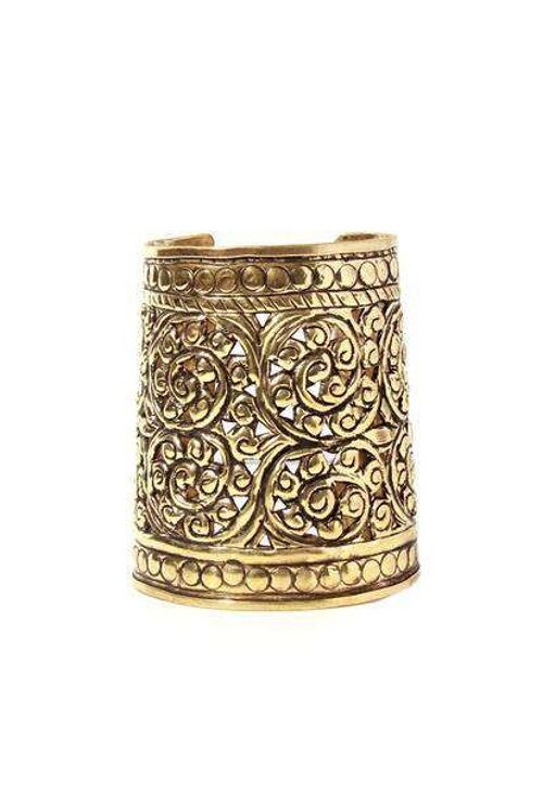 Etched Egyptian Statement Cuff - Gold Small