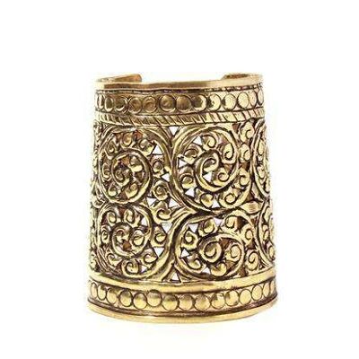 Etched Egyptian Statement Cuff - Gold Small