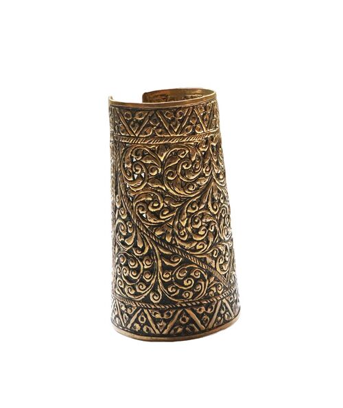 Etched Egyptian Statement Cuff - Gold Large