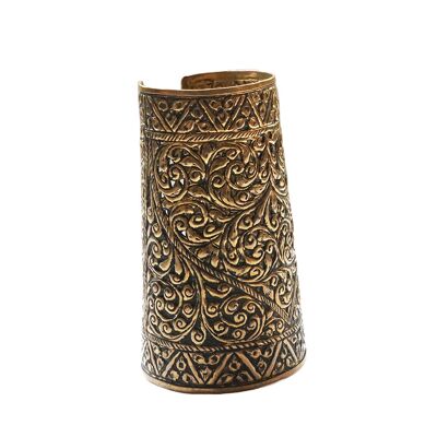 Etched Egyptian Statement Cuff - Gold Large