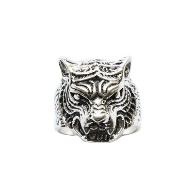 Tiger Head Ring - Silver
