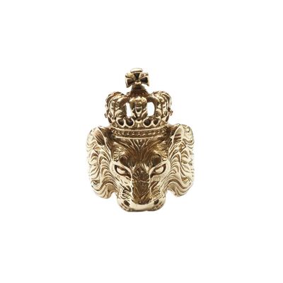 Crowned Lion Ring - Gold