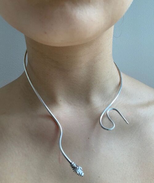 Snake Choker Necklace - Silver