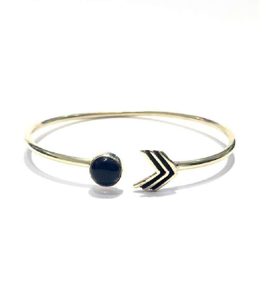 Brazalete Rígido Flecha Piedra - Plata & Negro