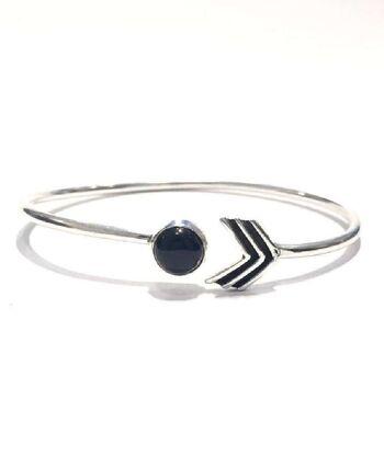 Bracelet Jonc Pierre Flèche - Argent & Noir 4