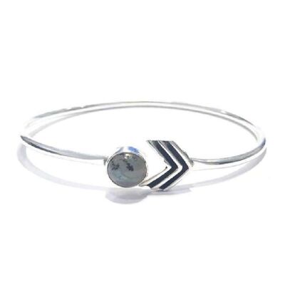 Arrow Stone Bangle Bracelet - Silver & Grey