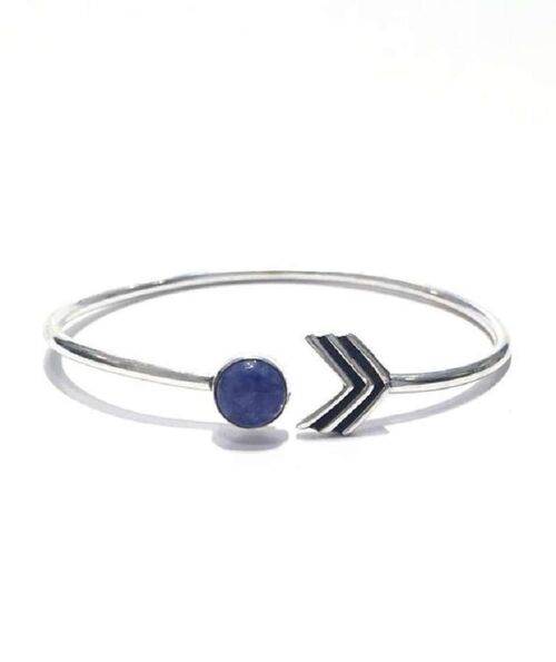 Arrow Stone Bangle Bracelet - Silver & Blue