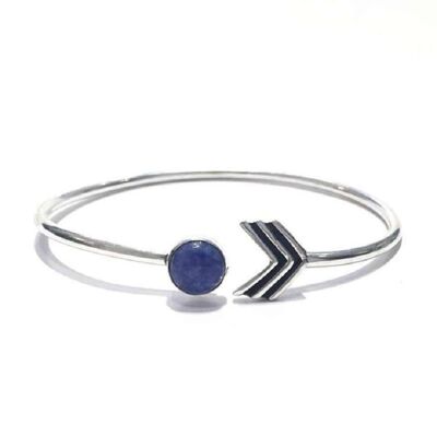 Arrow Stone Bangle Bracelet - Silver & Blue