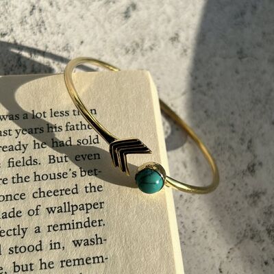 Arrow Stone Bangle Bracelet - Gold & Turquoise