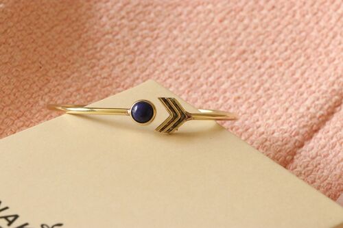 Arrow Stone Bangle Bracelet - Gold & Blue