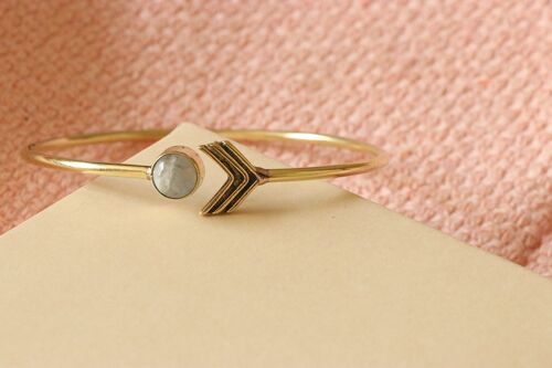 Arrow Stone Bangle Bracelet - Gold & White